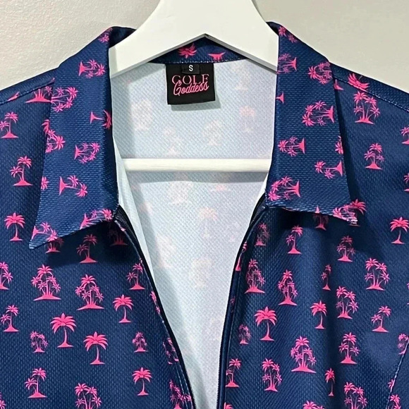 Golf Goddess Performance Pullover Long Sleeve Polo -  Palms - Picture 6 of 9